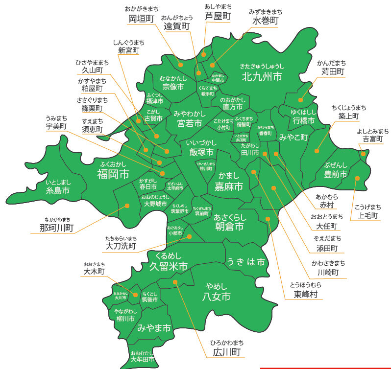 福岡県の地図
