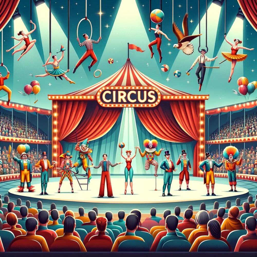 現代のサーカスの舞台のイメージ図