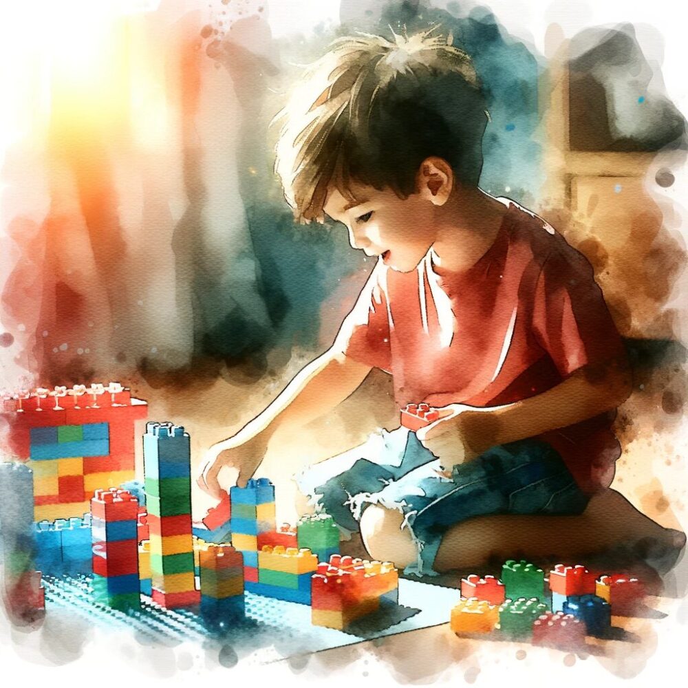 レゴブロックで遊んでいるイメージ図