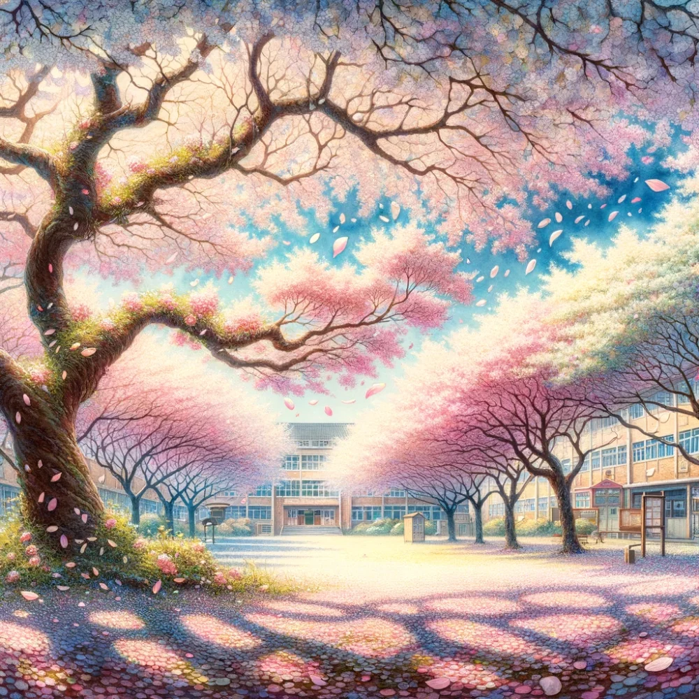 桜の花びらが散るイメージ図