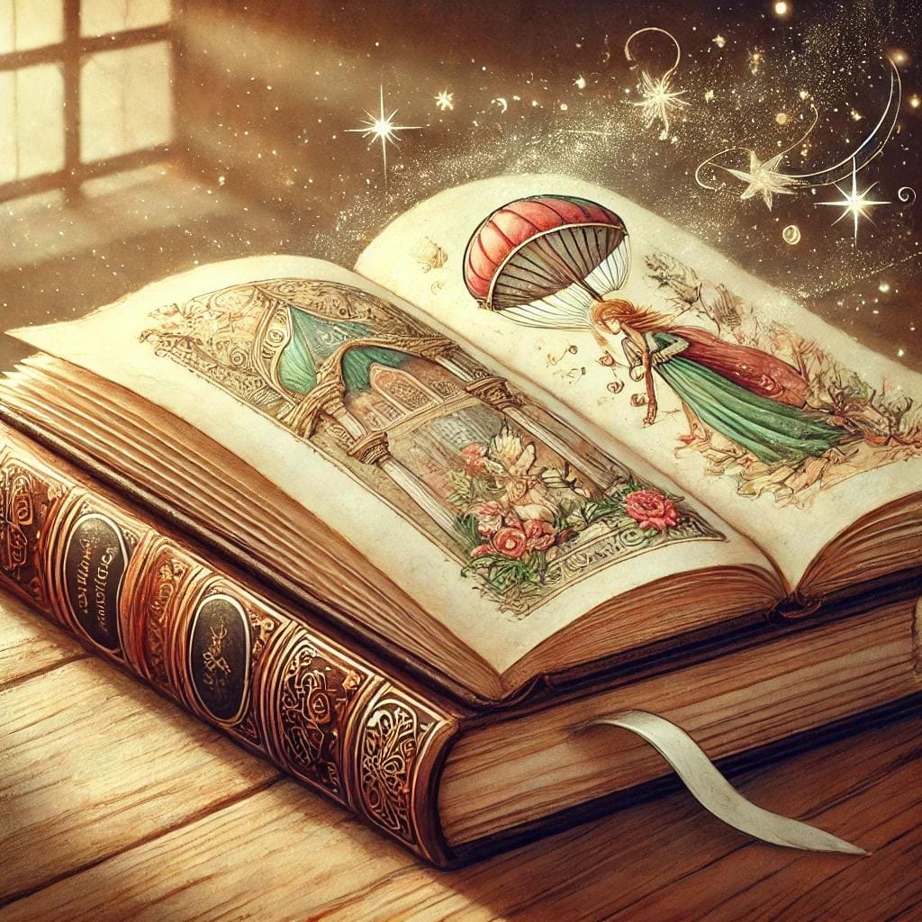 fairy tale image Illustrationおとぎ話の絵本が開いている様子です。