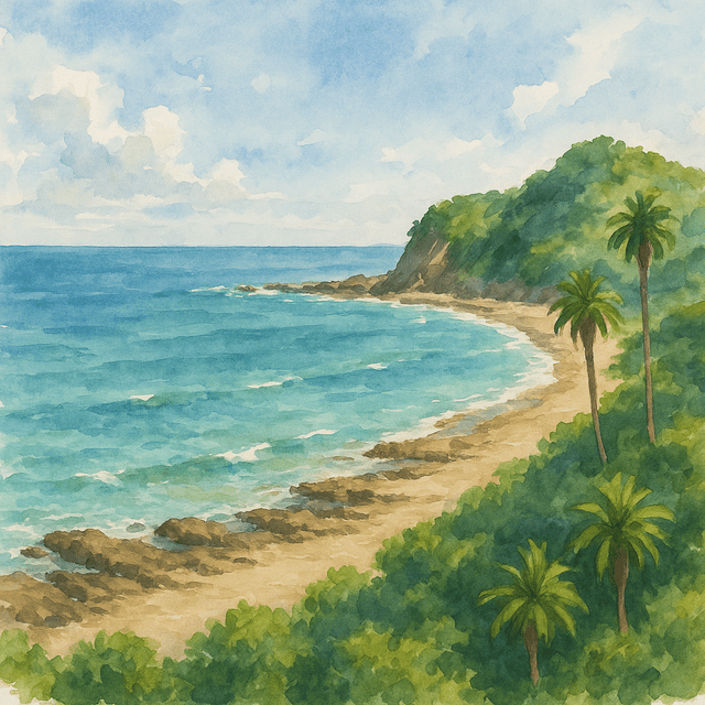 海辺の光景を描いています。