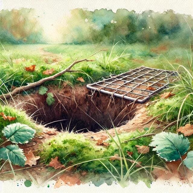 落とし穴のイメージ画像を描いています。