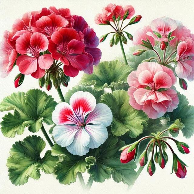 ゼラニウムの花を描いています。