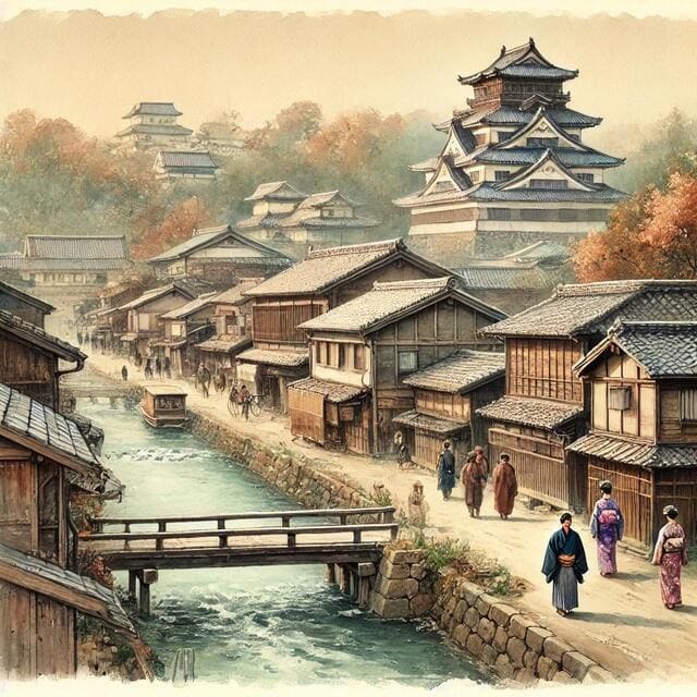 明治時代の松江の街並みのイメージ画像です。