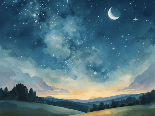 夜空に輝く星や月