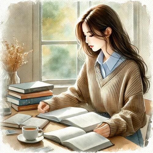 読書する女子大生のイメージ