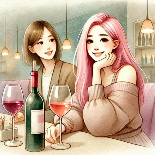 女友だちとお酒を飲んでいる光景