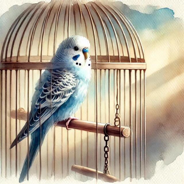 青色のセキセイインコ