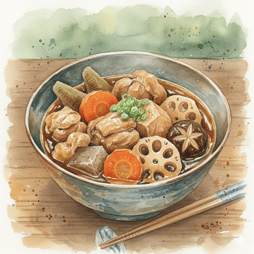 筑前煮が器に入っている光景