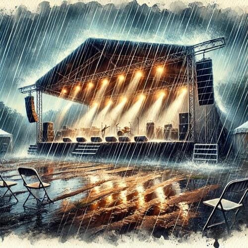 大雨の野外音楽会場