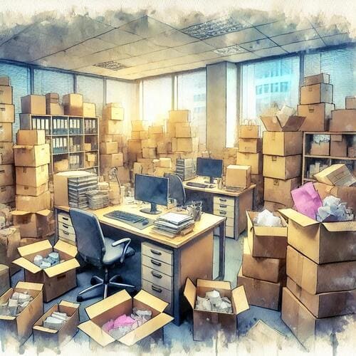 ダンボールで埋め尽くされた部屋のイメージ画像