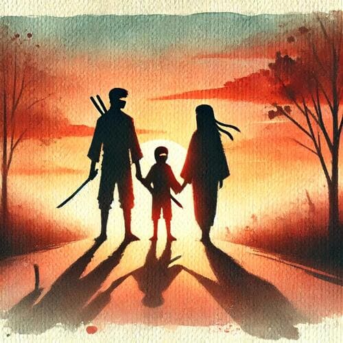 忍者親子３人のシルエットのイメージ