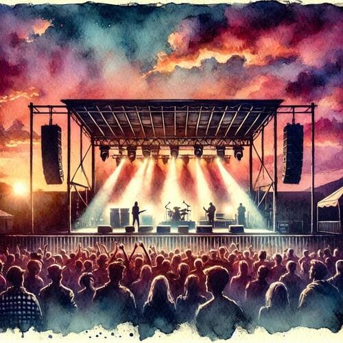 夕焼けの中のライブ会場