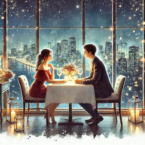 レストランで食事をする男女のイメージ