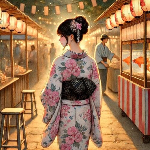 浴衣を着ている女性のイメージ