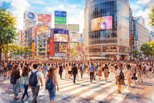 渋谷の交差点の光景