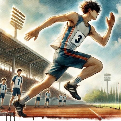 陸上競技をしている男子高校生のイメージ画像