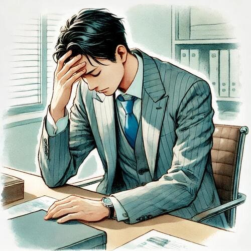 悩んでいる男性のイメージ画像