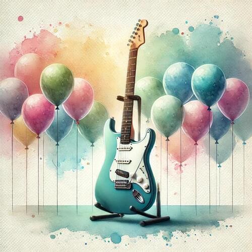 エレキギターとカラフルな風船