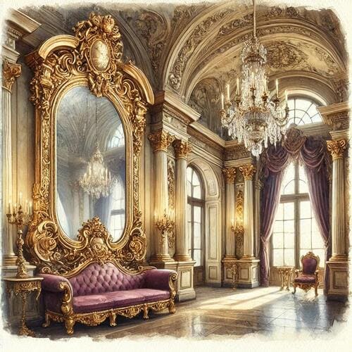 お城の中にある大きな鏡