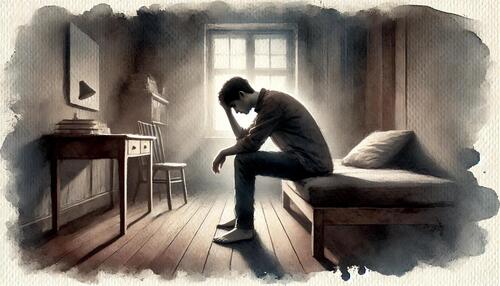 悩んでいる男性の姿