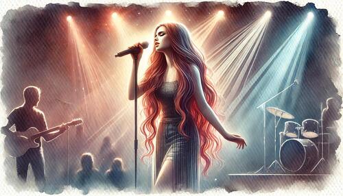 女性シンガーが歌を歌っている光家3位