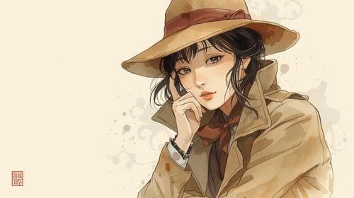 名探偵風の女性