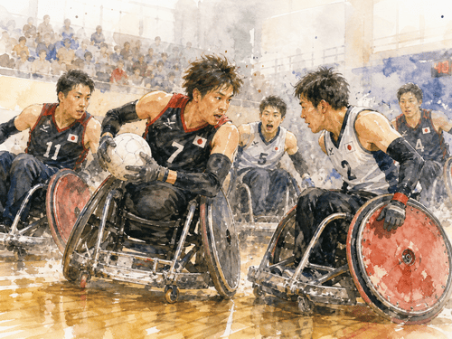 車いすラグビーチームの試合の様子