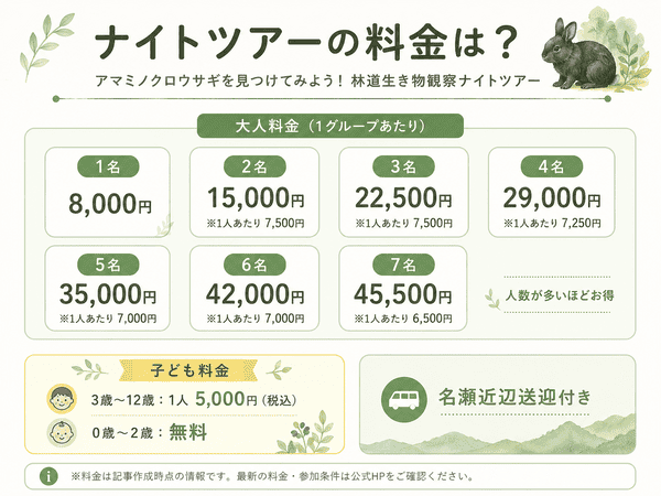 ナイトツアーの料金(インフォグラフィック)