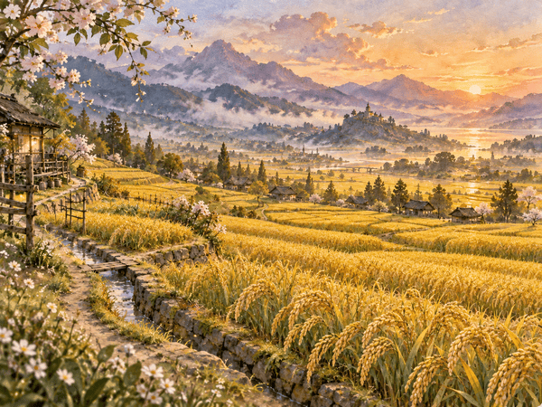 農作物が一面になっている秋の風景