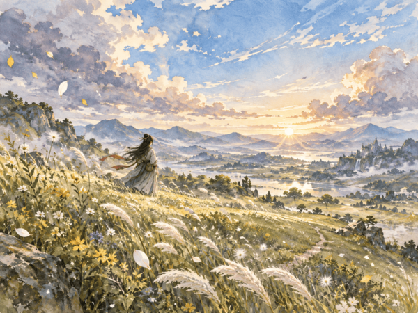 これから一人の女性が旅に出ようとしている光景